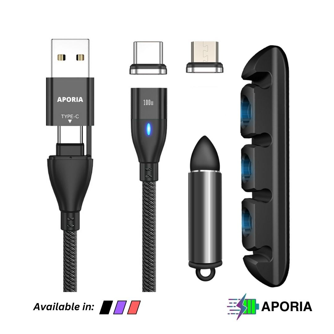 Aporia 11PIN Magnetic Charging Cable - USB Type A and USB Type C (6-in-1)