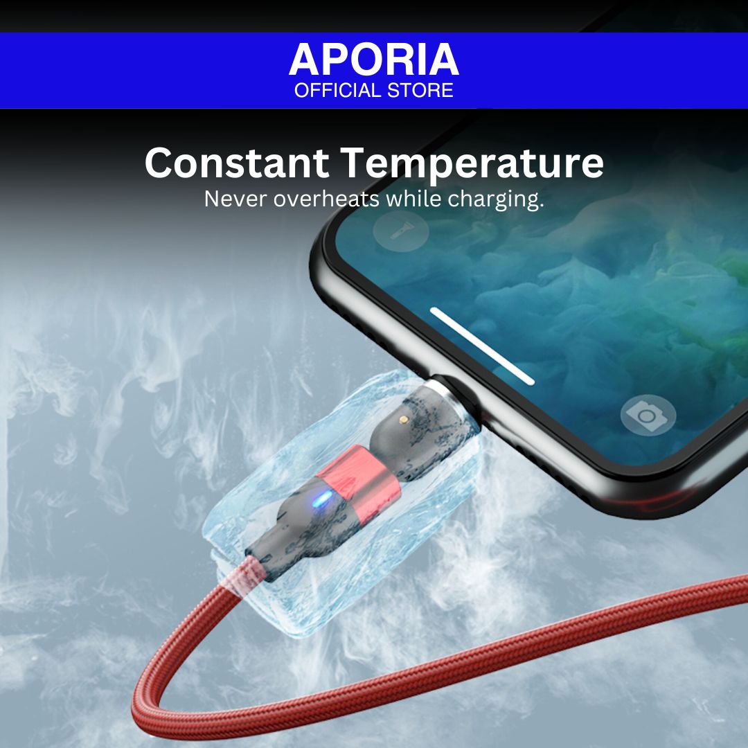 Aporia 5Pin 540° Rotating 3-in-1 Magnetic Charging Cable: Versatile and efficient charging solution for for iPhone 15 Pro Max, iPhone 15 Pro, iPhone 15 Plus, iPhone 15, iPhone 14 Pro Max, iPhone 14 Pro, iPhone 14 Plus, iPhone 14, iPhone 13 Pro Max, iPhone 13 Pro, iPhone 13 Mini, iPhone 13, iPhone 12 Pro Max, iPhone 12 Pro, iPhone 12 Mini, iPhone 12. Never overheats while charging.