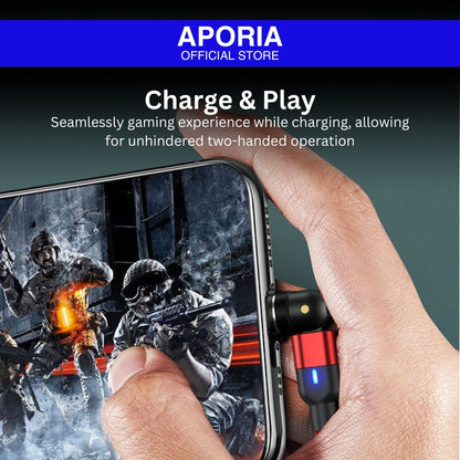 Aporia 5Pin 540° Rotating 3-in-1 Magnetic Charging Cable: Versatile and efficient charging solution for for iPhone 15 Pro Max, iPhone 15 Pro, iPhone 15 Plus, iPhone 15, iPhone 14 Pro Max, iPhone 14 Pro, iPhone 14 Plus, iPhone 14, iPhone 13 Pro Max, iPhone 13 Pro, iPhone 13 Mini, iPhone 13, iPhone 12 Pro Max, iPhone 12 Pro, iPhone 12 Mini, iPhone 12. Seamlessly gaming experience while charging, allowing for unhindered two-handed operation.