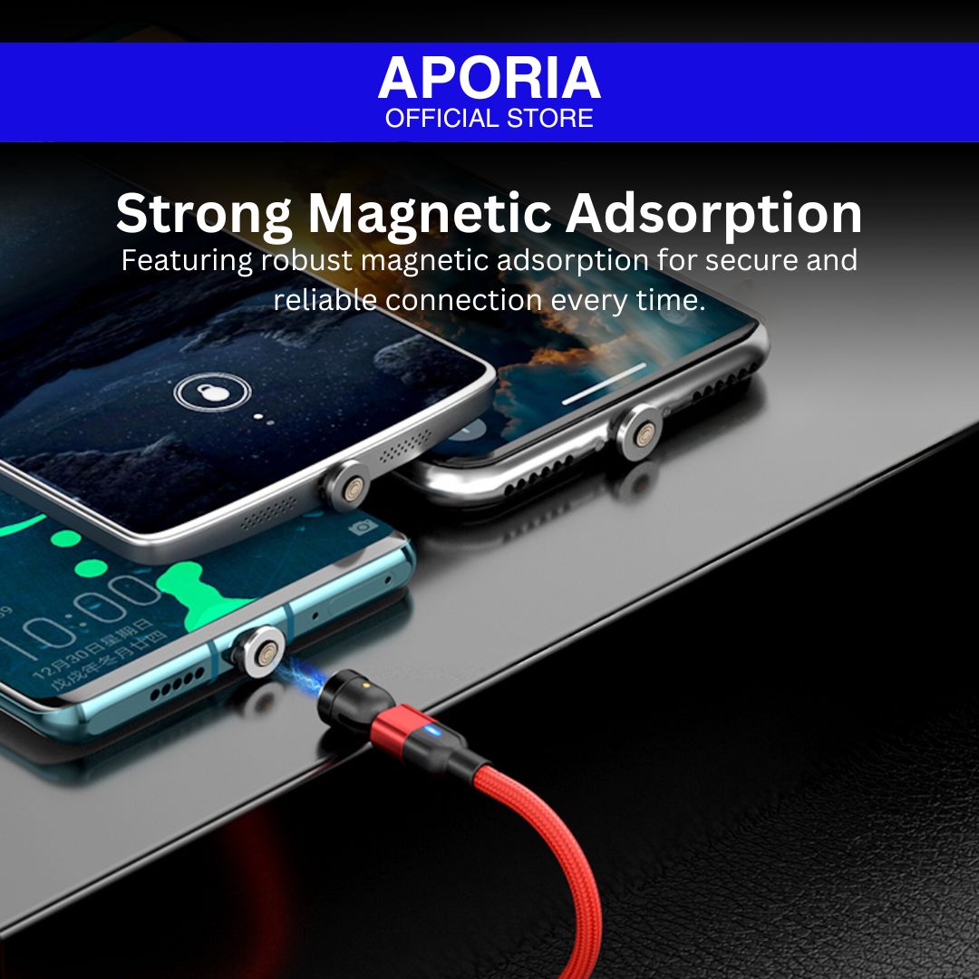 Aporia 5Pin 540° Rotating 3-in-1 Magnetic Charging Cable: Versatile and efficient charging solution for for iPhone 15 Pro Max, iPhone 15 Pro, iPhone 15 Plus, iPhone 15, iPhone 14 Pro Max, iPhone 14 Pro, iPhone 14 Plus, iPhone 14, iPhone 13 Pro Max, iPhone 13 Pro, iPhone 13 Mini, iPhone 13, iPhone 12 Pro Max, iPhone 12 Pro, iPhone 12 Mini, iPhone 12. Featuring robust magnetic adsorption for secure and reliable connection every time.