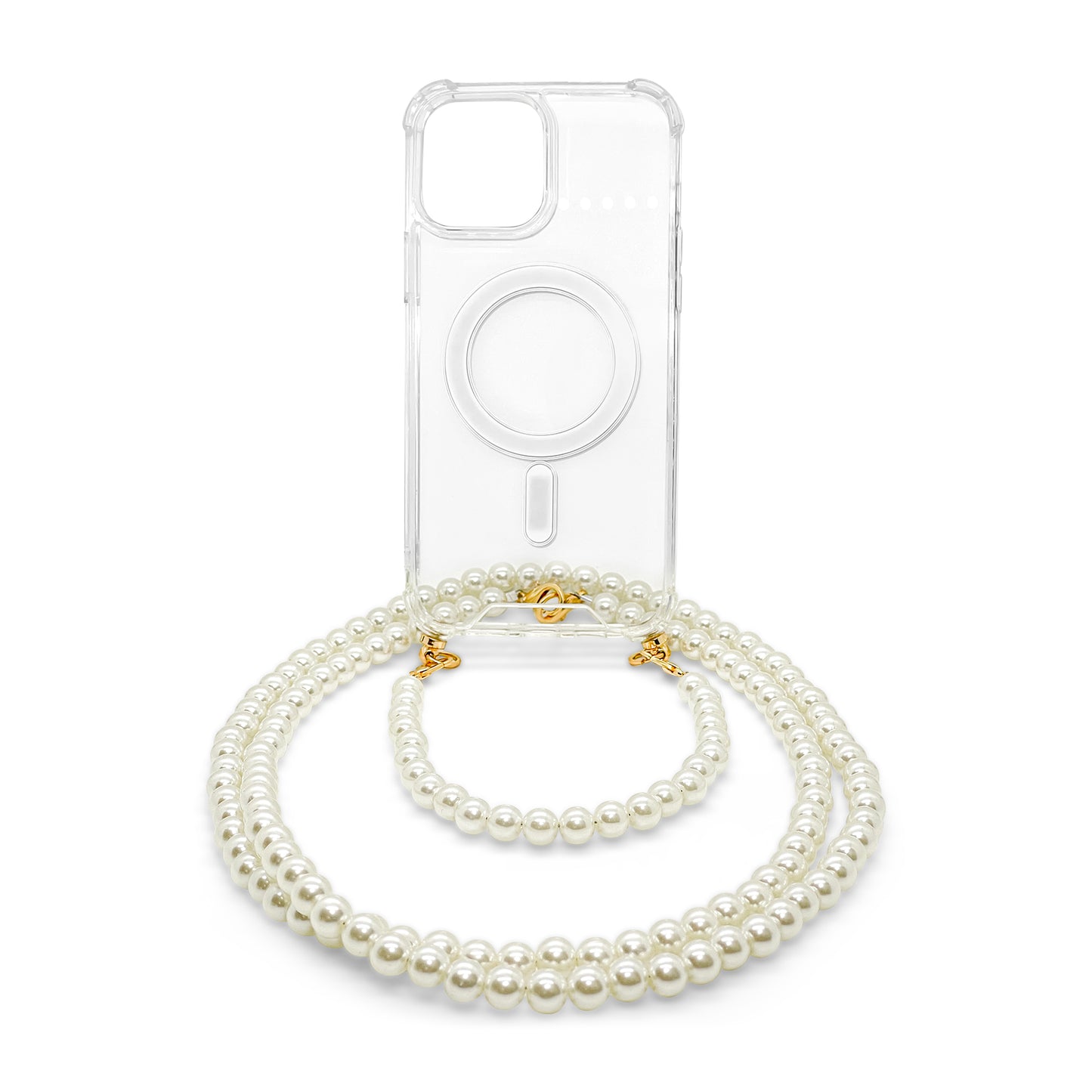 APORIA - MagSafe Clear Case with Two Pearl Straps for iPhone 15/14/13/12
