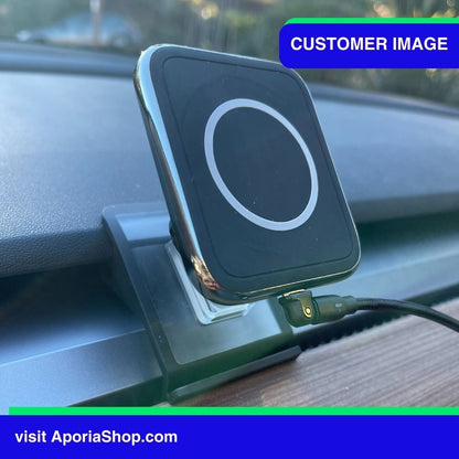 Customer image of MagSafe Wireless Charger Tesla Mount Air Vent inside Tesla