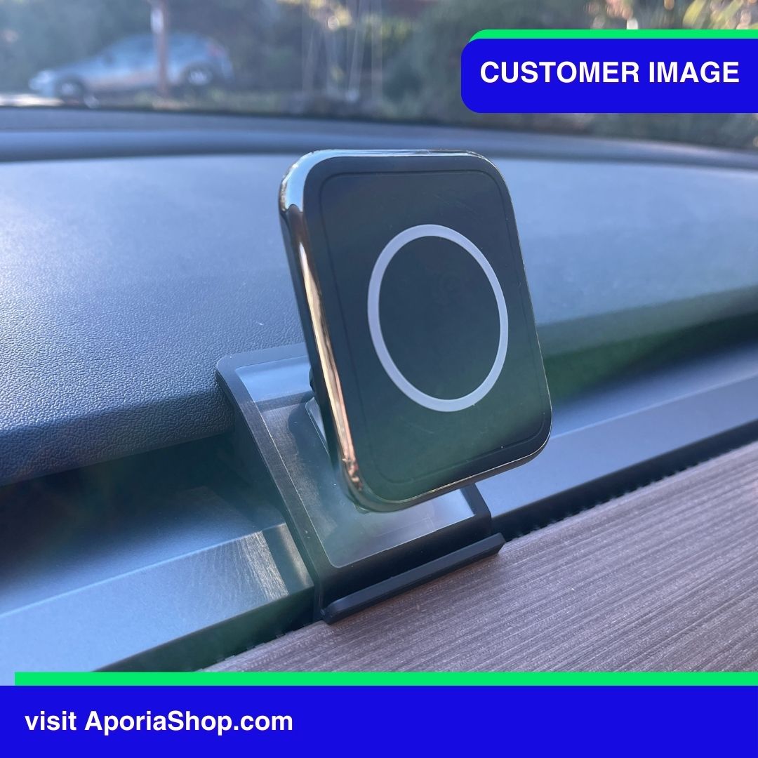 Customer image of MagSafe Wireless Charger Tesla Mount Air Vent inside Tesla Car