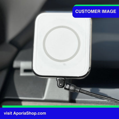 Customer image of White MagSafe Wireless Charger Tesla Mount