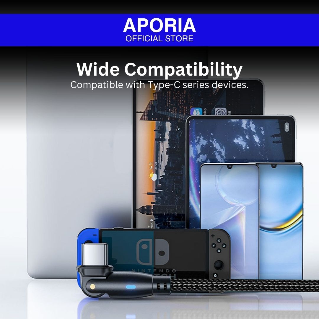 Aporia 20W USB Type C Magnetic Charging Cable - 180 Degree Rotation: Innovative magnetic cable with flexible rotation, offering efficient charging and seamless connectivity for iPhone 15 Pro Max, iPhone 15 Pro, iPhone 15 Plus, iPhone 15, iPhone 14 Pro Max, iPhone 14 Pro, iPhone 14 Plus, iPhone 14, iPhone 13 Pro Max, iPhone 13 Pro, iPhone 13 Mini, iPhone 13, iPhone 12 Pro Max, iPhone 12 Pro, iPhone 12 Mini, iPhone 12. Compatible with Type-C series devices.