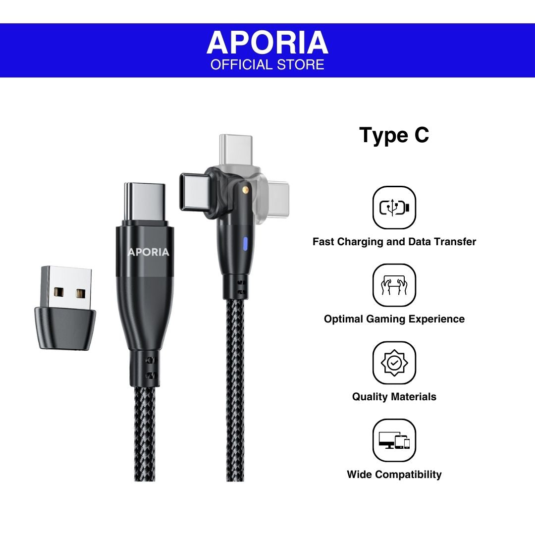 Aporia 20W USB Type C Magnetic Charging Cable - 180 Degree Rotation: Innovative magnetic cable with flexible rotation, offering efficient charging and seamless connectivity for USB Type C devices.