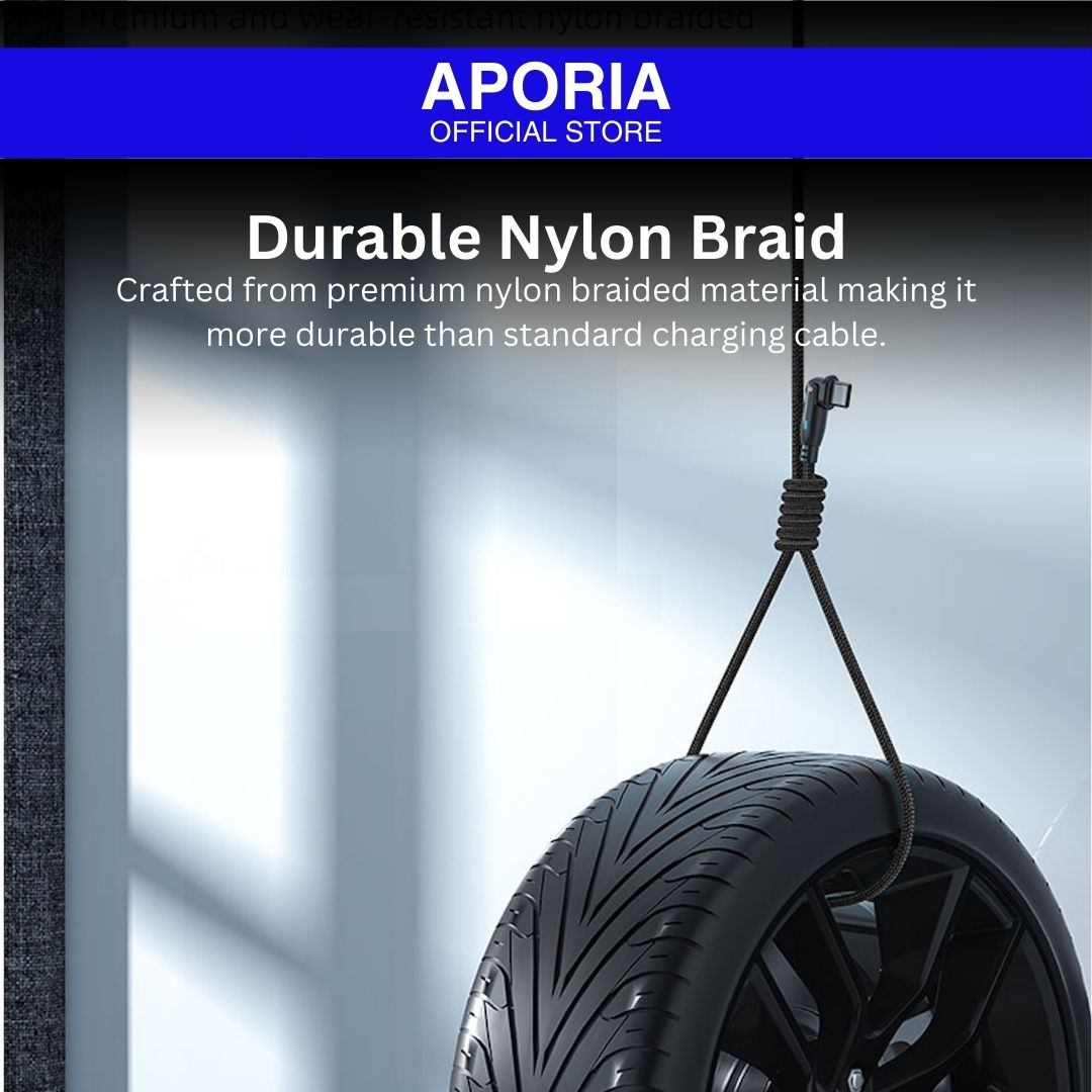 Aporia 20W USB Type C Magnetic Charging Cable - 180 Degree Rotation: Innovative magnetic cable with flexible rotation, offering efficient charging and seamless connectivity. Crafted from premium nylon braided material making it more durable than standard charging cable.