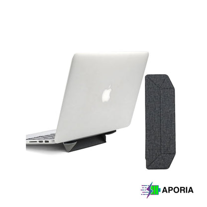Ergonomic Vegan Leather Laptop Stand - Lightweight, Foldable, Portable, & Adhesive Gray Grey