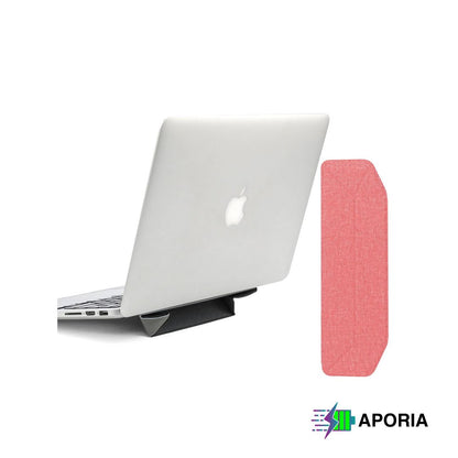 Ergonomic Vegan Leather Laptop Stand - Lightweight, Foldable, Portable, & Adhesive Pink