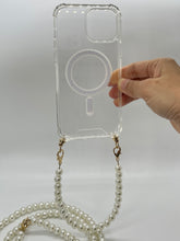 Load image into Gallery viewer, Aporia - Magsafe Clear Case with two straps (Pearl Wristlet + Luxury Crossbody)
