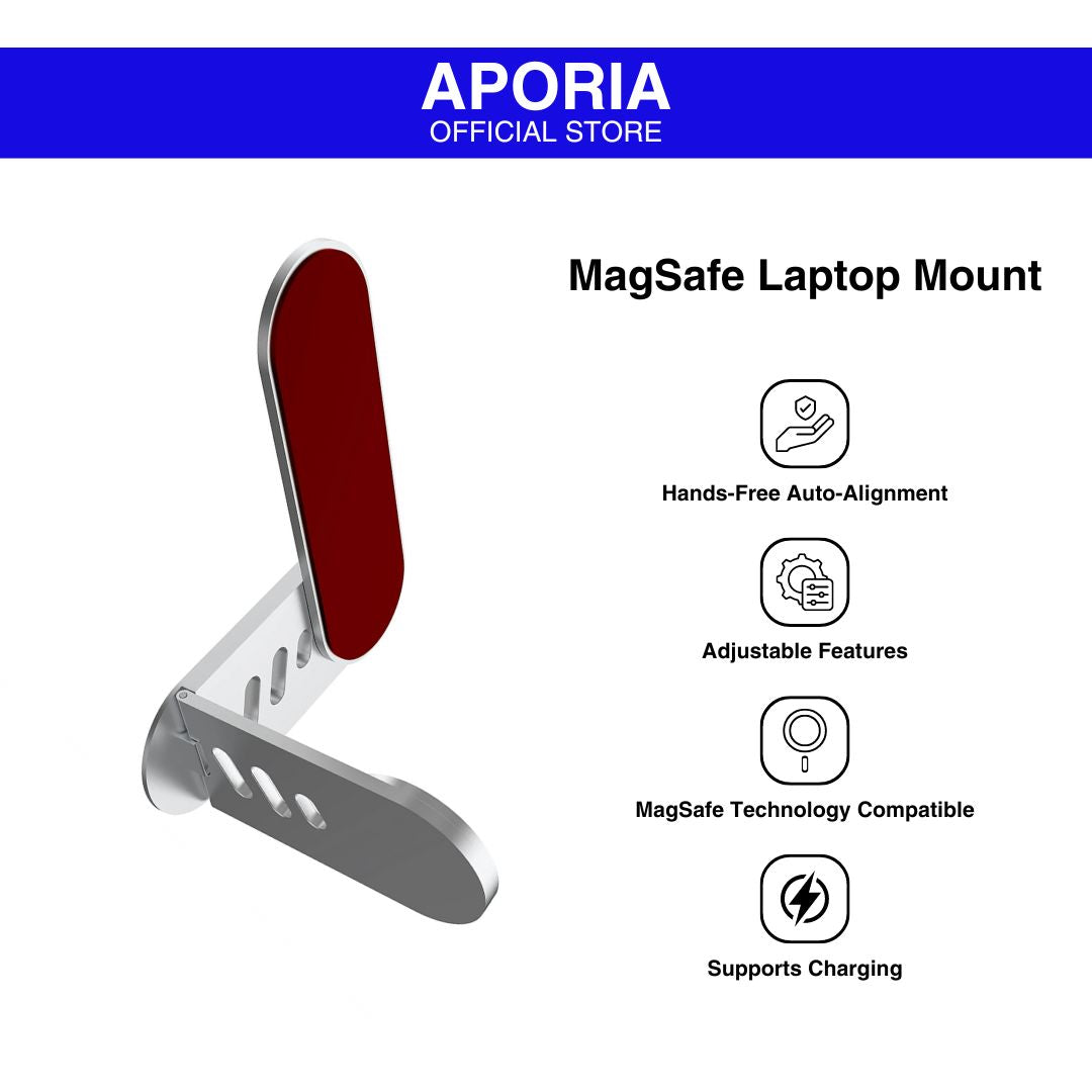Aporia Magnetic Laptop and Desktop Mount for iPhone - Rotating 180 Degree: Convenient and versatile mount for iPhones, offering secure attachment and flexible rotation for optimal viewing angles.