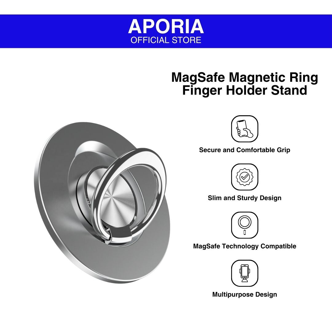 MagSafe Magnetic Ring Finger Grip Holder for iPhone: Secure and ergonomic grip holder compatible with MagSafe technology for iPhones.
