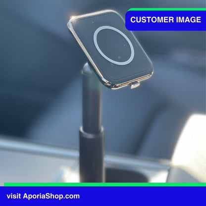 Customer image of Black MagSafe Wireless Charger Adjustable Car Cup Holder Mount
