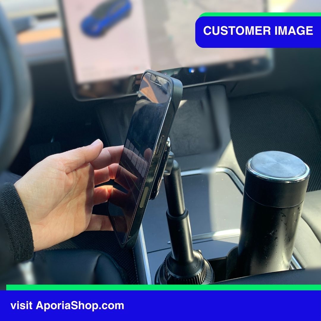 Image of customer holding MagSafe Wireless Charger Adjustable Car Cup Holder Mount