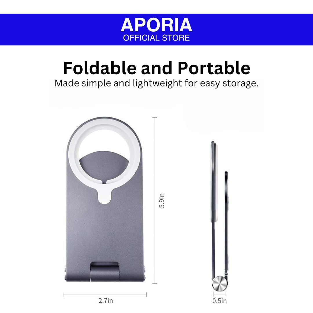 MagSafe Foldable Wireless Charging Station iPhone Stand Holder: Convenient foldable design for seamless charging of iPhone 15 Pro Max, iPhone 15 Pro, iPhone 15 Plus, iPhone 15, iPhone 14 Pro Max, iPhone 14 Pro, iPhone 14 Plus, iPhone 14, iPhone 13 Pro Max, iPhone 13 Pro, iPhone 13 Mini, iPhone 13, iPhone 12 Pro Max, iPhone 12 Pro, iPhone 12 Mini, iPhone 12 devices. Made simple and lightweight for easy storage.