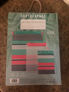 South Beach 3 Pack Water Resistant Dry Bag Set Stripes & Anchor