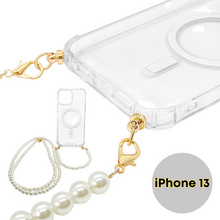 Load image into Gallery viewer, Aporia - iPhone 13 - Magsafe Clear Case with Two Set Wristlet + Crossbody Pearl Straps Removable | Compatible for MagSafe Wireless Charging + Luxury Design (iPhone 13)
