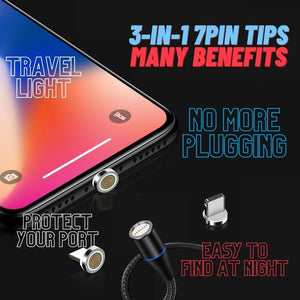 Experience the additional advantages of this 7-pin magnetic charging cable: no more cumbersome plugging, effortless night-time visibility, port protection, and lightweight travel convenience