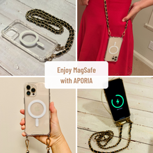 Load image into Gallery viewer, Aporia - MagSafe Clear Case with crossbody or wristlet strap of pearl or others

