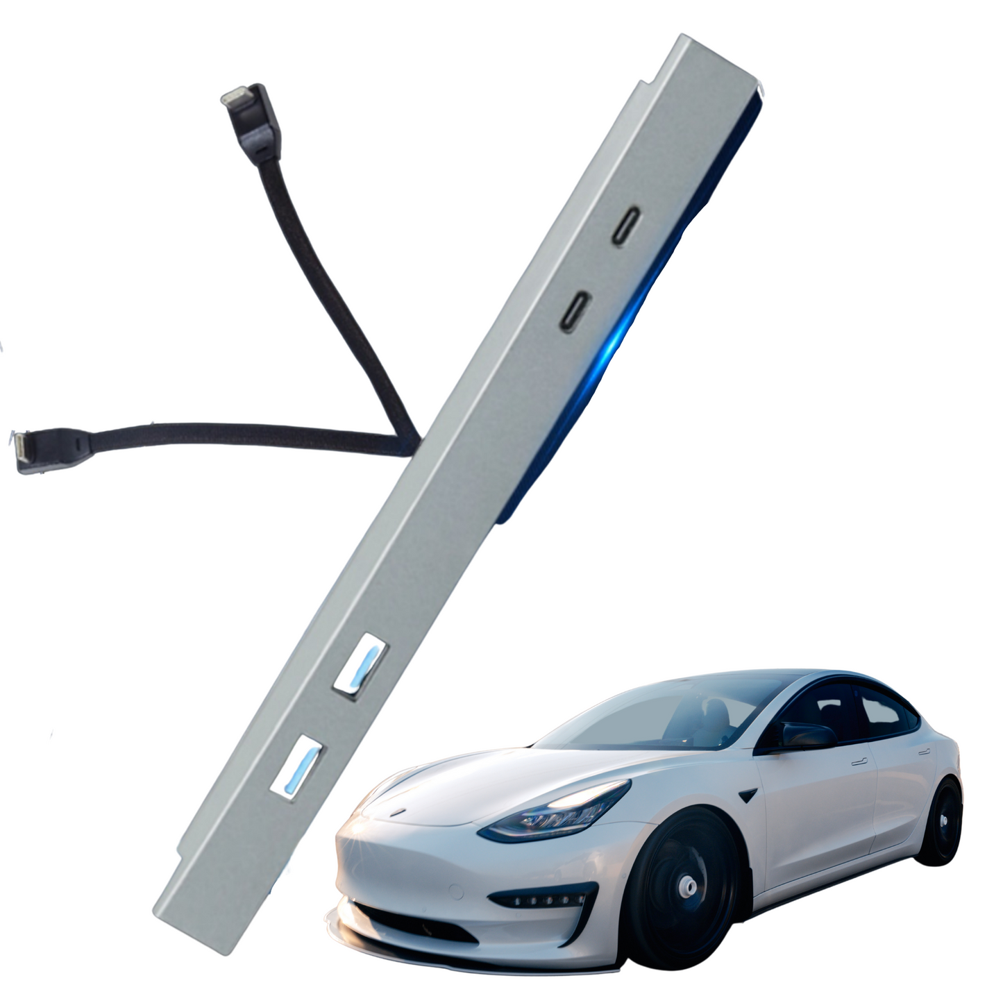 Tesla USB Extender Front on Top 27W Docking Station Plug Converter for Model 3 & Y 2021+