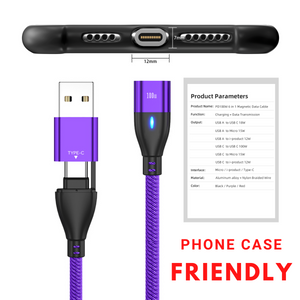 This 11 pin magnetic cable is phone case friendly. Fast charging and data transfer.