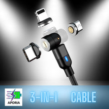 Load image into Gallery viewer, Discover the Magnetic Safe 3-in-1 USB cable with a unique rotating head feature
