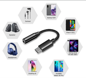 USB Type C to 3.5 mm Female Headphone Jack Adapter, Voice Converter