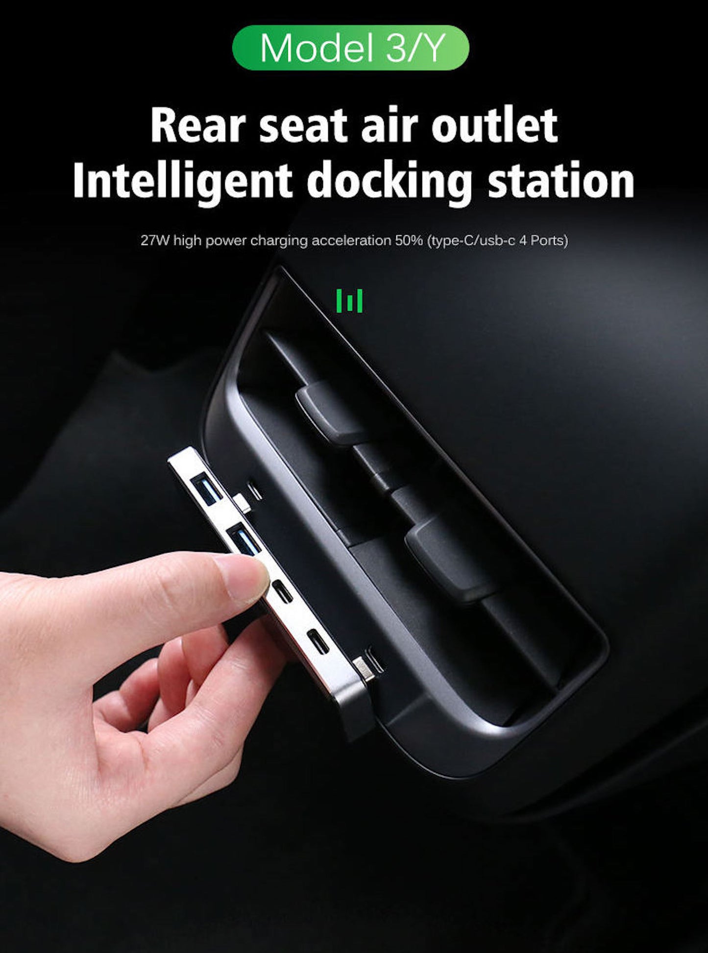 Tesla USB Extender Front or Rear Docking Station Plug Converter for Model 3 & Y 2020+