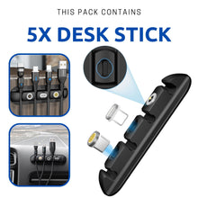 Load image into Gallery viewer, Magnetic Charging Tips Storage Desk Stick [5-Pack] with 4 Cord Organizer 3 Holes
