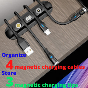 Magnetic Charging Tips Storage Desk Stick [5-Pack] with 4 Cord Organizer 3 Holes